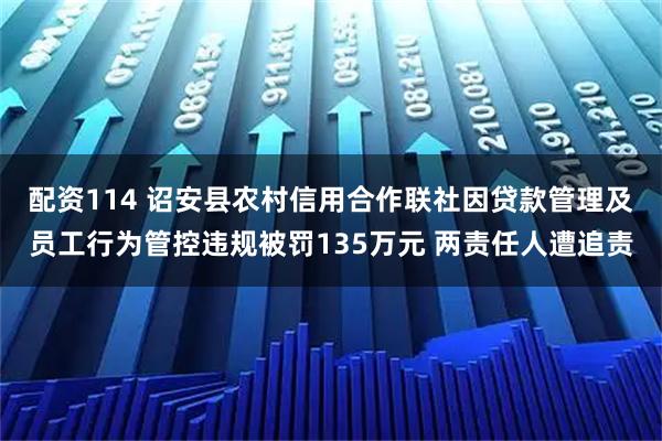 配资114 诏安县农村信用合作联社因贷款管理及员工行为管控违规被罚135万元 两责任人遭追责