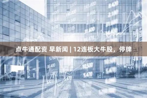点牛通配资 早新闻 | 12连板大牛股，停牌